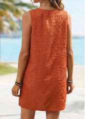 Orange Short Tummy Coverage Sleeveless Asymmetrical Neck Dress | thumb picture 