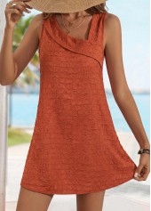 Orange Short Tummy Coverage Sleeveless Asymmetrical Neck Dress | thumb picture 