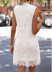 White Sleeveless Split Neck Tank Dress | thumb picture 