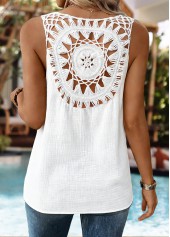 White Tummy Coverage Strappy V Neck Tank Top
