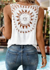 White Tummy Coverage Strappy V Neck Tank Top | thumb picture 