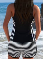 Pocket Mid Waisted Striped Black Tankini Set | thumb picture 