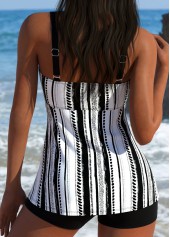 Tummy Coverage Mid Waisted Geometric Print Black Tankini Set | thumb picture 