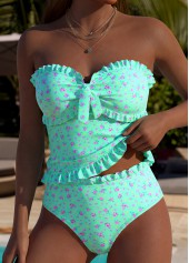 Tummy Coverage Mid Waisted Ditsy Floral Print Tankini Set