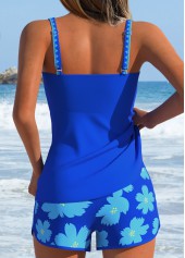 Royal Blue Mid Waisted Floral Print Tankini Set | thumb picture 