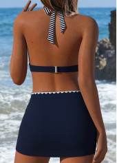 Pull On Mid Waisted Striped Navy Bikini Set | thumb picture 