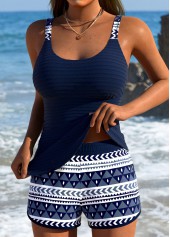 Mid Waisted Tribal Print Navy Tankini Set | thumb picture 