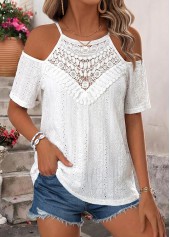 White Tummy Coverage Short Sleeve Round Neck T Shirt