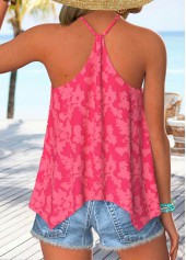 Hot Pink Handkerchief Hem Strappy Halter Camisole Top | thumb picture 