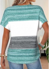 Mint Green Tummy Coverage Striped Short Sleeve T Shirt | thumb picture 