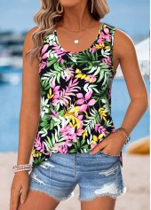 Multi Color Patchwork Floral Print Sleeveless Tank Top | thumb picture 
