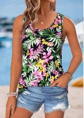 Multi Color Patchwork Floral Print Sleeveless Tank Top | thumb picture 