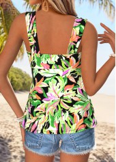 Multi Color Floral Print Peplum Strappy Tank Top | thumb picture 
