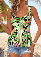Multi Color Floral Print Peplum Strappy Tank Top | thumb picture 