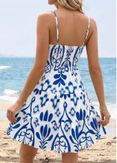 White Tummy Coverage Tribal Print Short Strappy Dress | thumb picture 