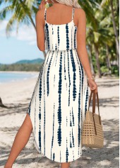 Beige Tummy Coverage Tie Dye Print Strappy Dress | thumb picture 