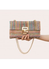 Multi Color Turnlock Chains Crossbody Bag