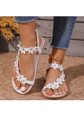 White Floral Toe Post Falt Sandals | thumb picture 