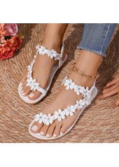 White Floral Toe Post Falt Sandals | thumb picture 