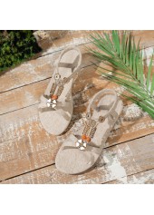 Light Camel Peep Toe Falt Sandals | thumb picture 