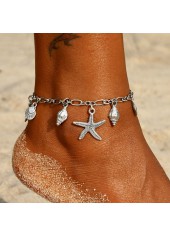 Silver Color Shell Alloy Detail Anklet