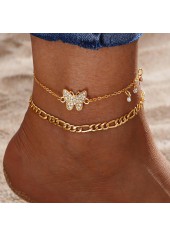 Golden Color Butterfly Alloy Detail Anklets