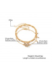 Golden Color Butterfly Alloy Detail Anklets | thumb picture 