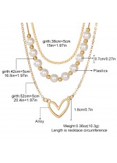 Golden Heart Metal Pearl Layered Design Necklace | thumb picture 