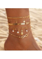 Golden Color Star Alloy Detail Anklets