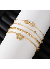 Golden Butterfly Alloy Layered Anklets Set | thumb picture 