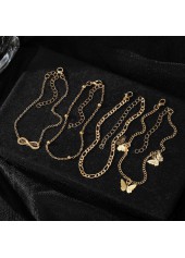 Golden Butterfly Alloy Layered Anklets Set | thumb picture 
