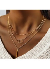 Golden Color Round Alloy Detail Necklace