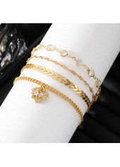 Golden Color Alloy Detail Rhinestone Anklets | thumb picture 