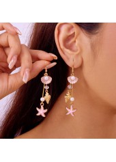 Pink Color Shell Alloy Detail Earrings