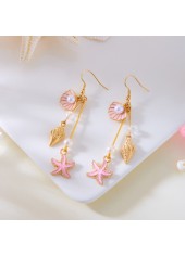 Pink Color Shell Alloy Detail Earrings | thumb picture 