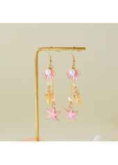 Pink Color Shell Alloy Detail Earrings | thumb picture 