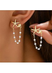 Golden Shell Pearl Starfish Alloy Earrings