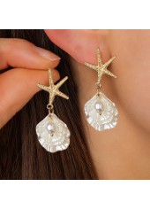 Golden Color Shell Pearl Detail Earrings