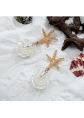 Golden Color Shell Pearl Detail Earrings | thumb picture 