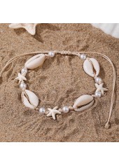 Beige Color Shell Pearl Detail Anklet | thumb picture 
