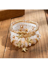Beige Starfish Alloy Beaded Bracelet Set