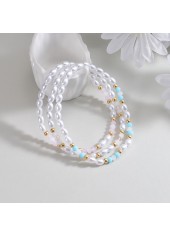 White Pearl Beaded Polyresin Anklet Set | thumb picture 