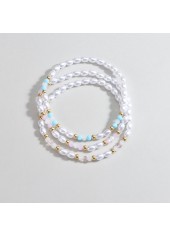 White Pearl Beaded Polyresin Anklet Set | thumb picture 