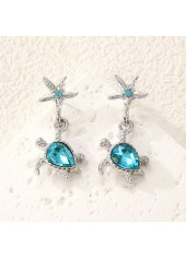 Neon Blue Turtle Starfish Alloy Earrings | thumb picture 