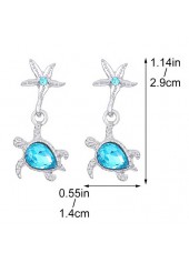Neon Blue Turtle Starfish Alloy Earrings | thumb picture 