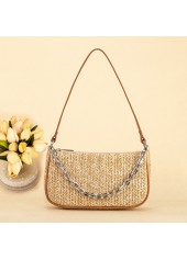 Light Camel Zip Chains Shoulder Bag