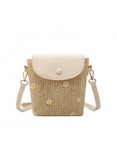 Light Camel Daisy Print Magnetic Flowers Crossbody Bag