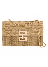 Light Camel Turnlock Chains Crossbody Bag