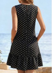 Black Tummy Coverage Polka Dot Short Sleeveless Dress | thumb picture 