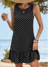 Black Tummy Coverage Polka Dot Short Sleeveless Dress | thumb picture 